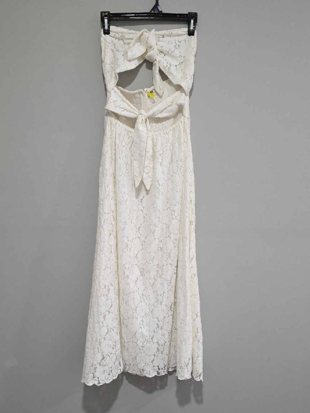 FARM Rio White Lace Strapless Tie-Front Cut Out Maxi Dress White Sz Med